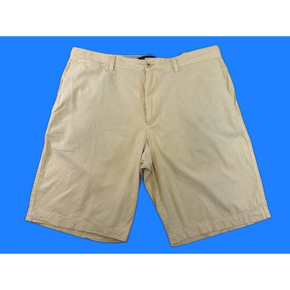 Banana Republic S/ Shorts Mens 36 Yellow Striped 100% Cotton Flat Front